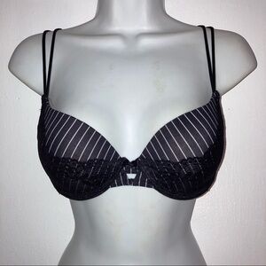 Native Intimates Black White Stripe Lace Push Up Bra 34B